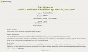 Lucretia Amos And Aaron Lucky Speaks Marriage Record