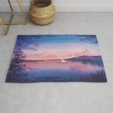 magical shooting star sunset lake rug