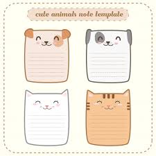 Cute Adorable Happy Animals Note Template Label Paper Card