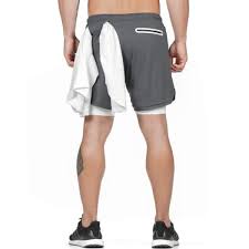 Mens Gym Shorts With 2 In 1 Compression Underlay Dark Grey Oz Gym 110