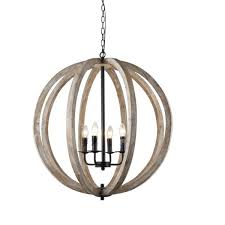 Unbranded Capoli 4 Light Wooden Orb Neutral Chandelier Lz1174 4 The Home Depot