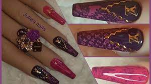 purple pink louis vuitton nail art