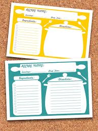 Recipe Cards Printable Fillable Instant Download