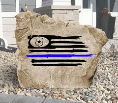 Police Flag Rock Landscape Stone
