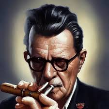 portrait of josip broz tito smoking a ...