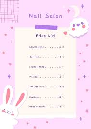 cute nail salon list template