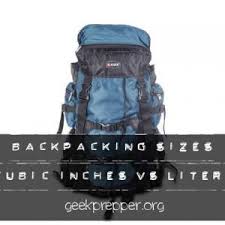 Backpack Sizing Guide Converting Cubic Inches To Liters