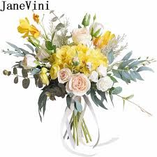 Check spelling or type a new query. Janevini 2019 Yellow Flowers Wedding Bouquets Artificial Rose Hydrangea Bridal Silk Flower Bouquet Blue Bride Holder Ramos Novia Wedding Bouquets Aliexpress