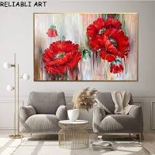 Modern Abstract Red Poppy Flower Canvas