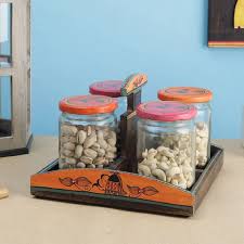 Buy Orange And Pink Glass Jars With Lid