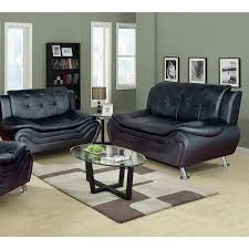 black leather 2 piece sofa set