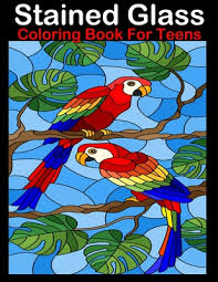 stained glass coloring book for teens
