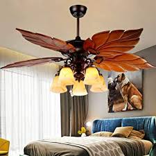 Amazon Com Tropical Ceiling Fan With Light 52 Inch Chandelier Fan With 5 Wood Blades Home Indoor Bedroom Living Room Palm Rustic Quiet New Bronze Fan Light Kitchen Dining