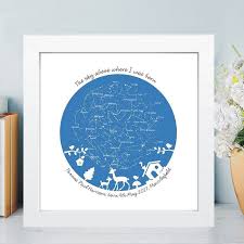 The Sky Above Where I Was Born Personalised New Baby Constellation Star Chart In Box Frame