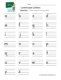 lowercase letters writing worksheet by