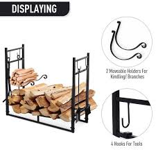 Log Rack Holder With Fireplace Tools