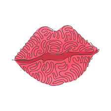 line drawing beautiful red lips mark