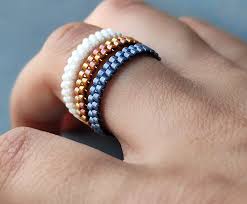set bead rings blue ring for women