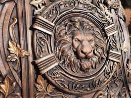 Wooden Canvas Carved Lion Head Wood