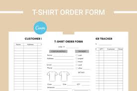 editable t shirt order form printable