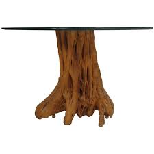 Tree Trunk Table Base With Glass Top At