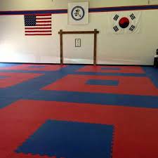 red and blue karate mats