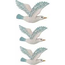 3 Pieces Ceramic Birds Seagulls Wall