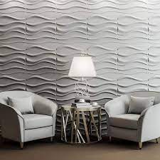 Art3dwallpanels 19 7 In X 19 7 In White Pvc 3d Wall Panel For Interior Wall Decor Wavy Textured Tile 32 Sq Ft Box A10hd531