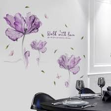 Purple Flowers Wall Stickers Wallpaper