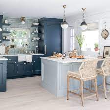The deep blue helps to calm some of the visual business. 15 Blue Kitchen Design Ideas Blue Kitchen Walls