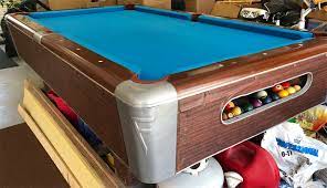 1963 fischer pool table with 1 piece slate