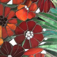 mosaic flowers poppy wall art mosaic art