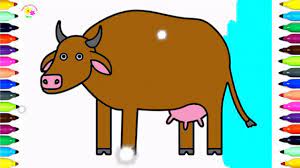 Vẽ và tô màu | Vẽ Con Bò đơn giản | Draw a Cow for kids - YouTube