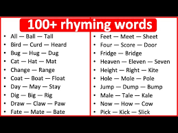 100 rhyming words what are rhyming