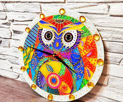 Owl Wall Clock Hanging Decor Rainbow