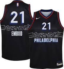 The sixers have new team logos they should scrap all of those logos and just go with the ben franklin one all the way. Nike Youth 2020 21 City Edition Philadelphia 76ers Joel Embiid 21 Dri Fit Swingman Jersey Dick S Sporting Goods