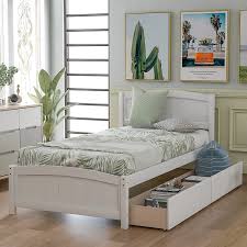twin platform bed with 2 drawers
