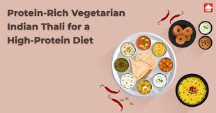 protein rich vegetarian indian thali