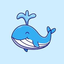 blue whale cartoon icon ilration
