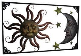 tri color metal art celestial sun moon