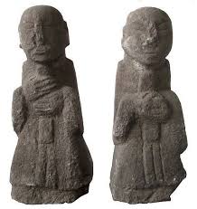 antique korean pair of stone guardian