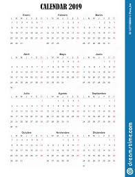 2019 Calendar Spanish Language Stock Illustration