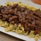 beef tips over noodles