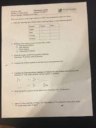 Solved Un Point Loma Chemistry 1001