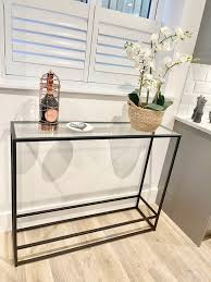Aria Glass Metal Console Table Black