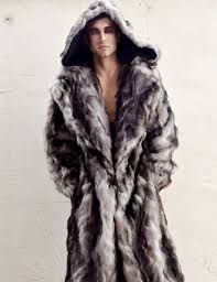 Men S Faux Fur Luxury Coat In Gray Wolf