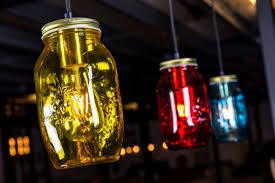 Colourful Mason Jar Ceiling Lights