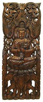 Buddha Wood Wall Decor Large Carved