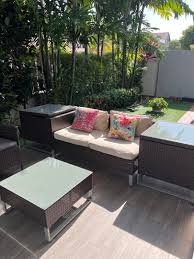 outdoor sofa and storage units