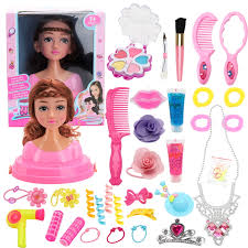 kids dolls styling head makeup comb hair toy doll set pretend play princess dressing play toys for s 3 6 years size luxury pink